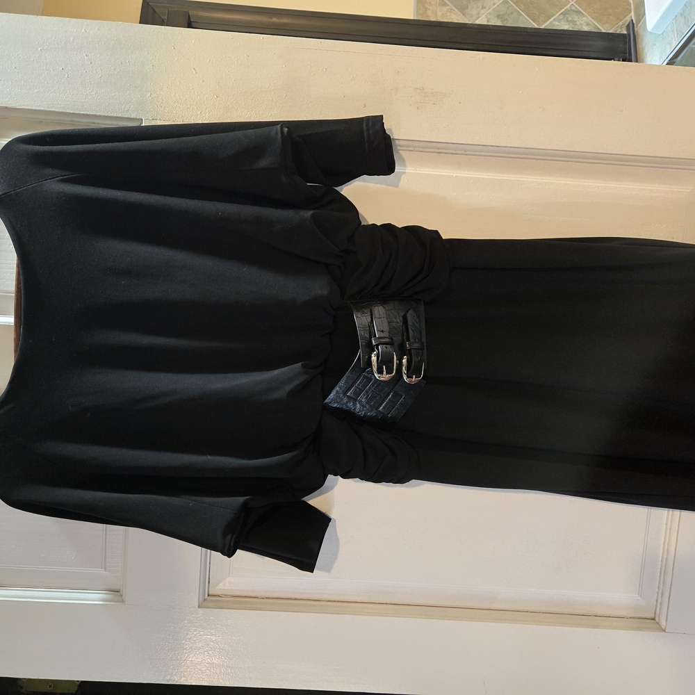Elegant Black Dress with Belt